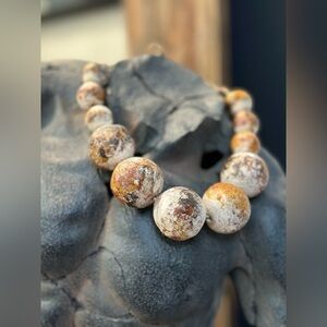 Chunky organic  Earth-Toned Beaded Necklace, handmade